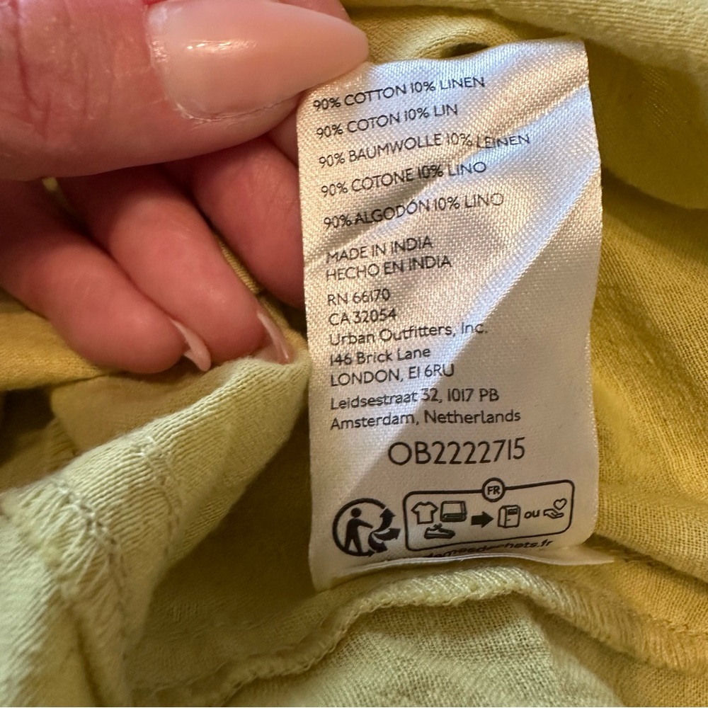 Free People Pale Yellow Short Sleeve Button Down Shirt - Picture 9 of 13